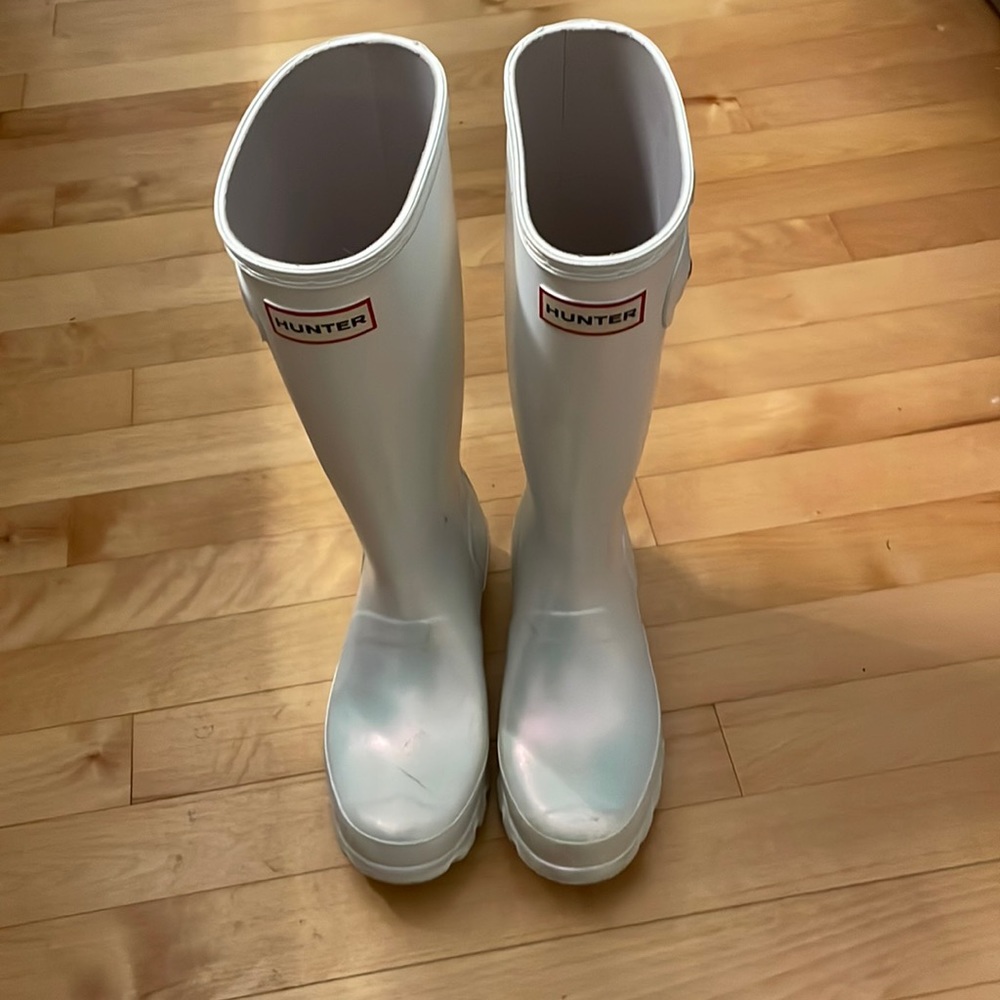 Hunter girls tall iridescent  Nebula rain boot size 5